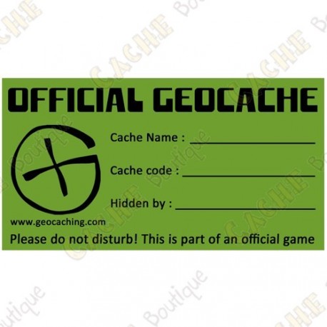 20 x Cache stickers for Geocaching black print on green 