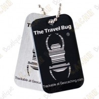  Travel bug officiel Groundspeak noir avec QR code au dos. 