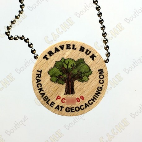 Travel Buk - Géocoin en bois