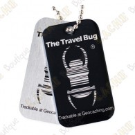  Travel bug officiel Groundspeak de couleur avec QR code au dos. 