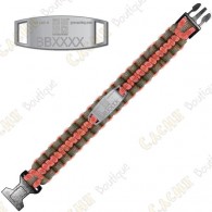 Trackable Paracord Bracelet - Geocaching - Orange-Red / Grey