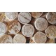 Estampilla + Wood coins personalizados x 50