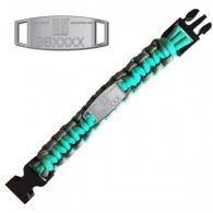 Bracelete Paracord Trackable - Geocaching - Turquesa / Cinza - Presale