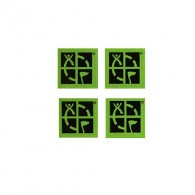  Lot de 4 mini stickers avec logo officiel du géocaching sur fond vert. 