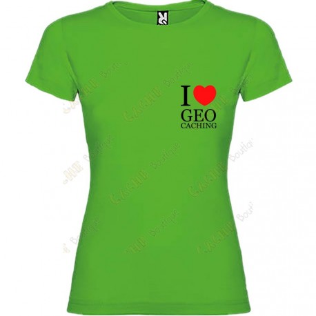 "I love Geocaching" breast T-shirt for Women