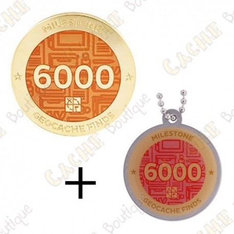 Geocoin + Travel Tag "Milestone" - 6000 Finds