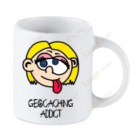 Geocaching white mug - Geocaching Addict Girl