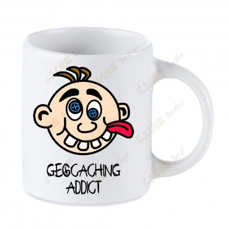 Geocaching white mug - Geocaching Addict Boy